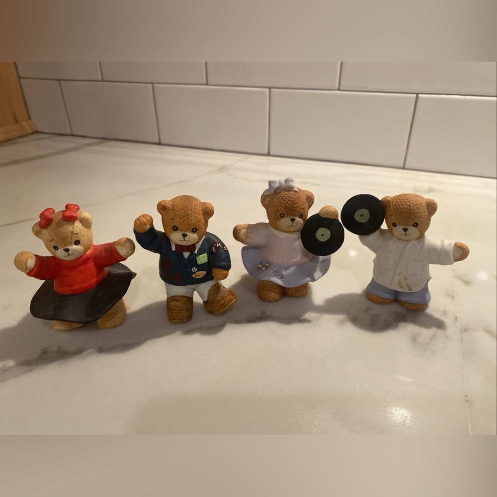 SOLD - Lucy & Me- 50s Dancing Bear Figurines.  Collection of 4.